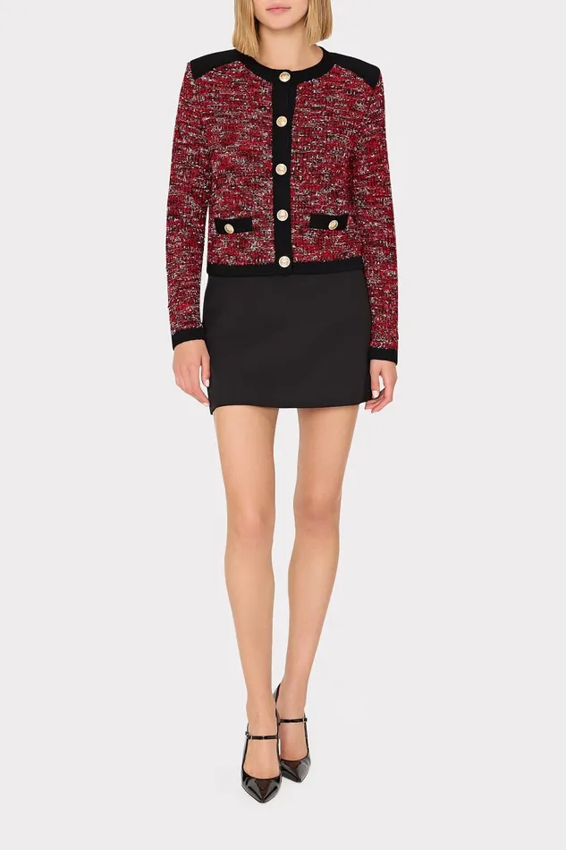 Milly Kelly Textured Knit Cardigan Claret Women Sweaters and Knits Milly Kelly Textured Knit Cardigan Claret Women Sweaters and Knits