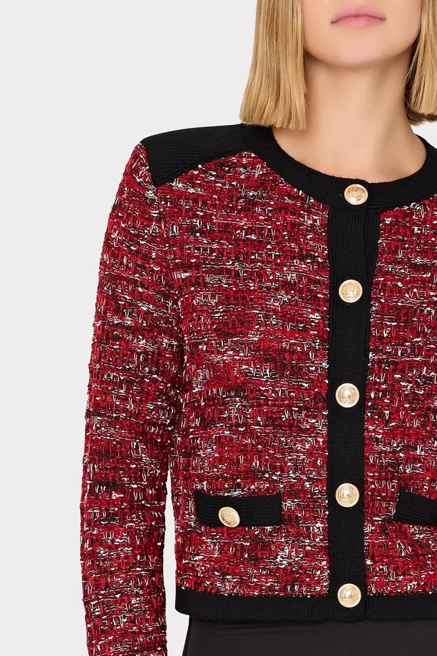 Milly Kelly Textured Knit Cardigan Claret Women Sweaters and Knits Milly Kelly Textured Knit Cardigan Claret Women Sweaters and Knits