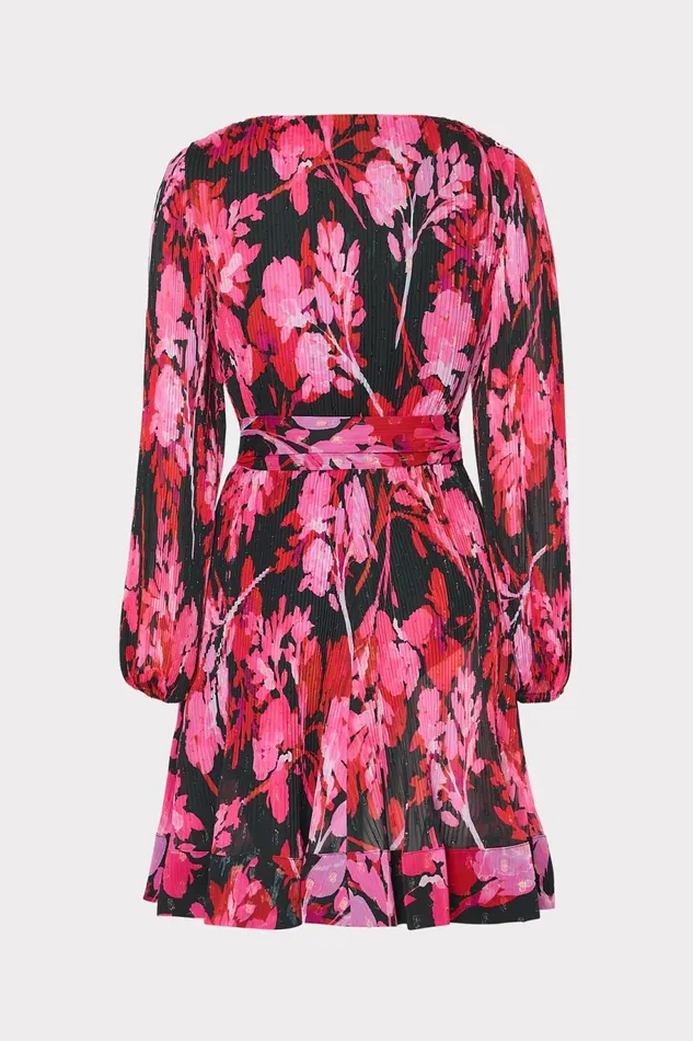 Milly Liv Oversized Peony Pleated Dress Blackred Women Dresses