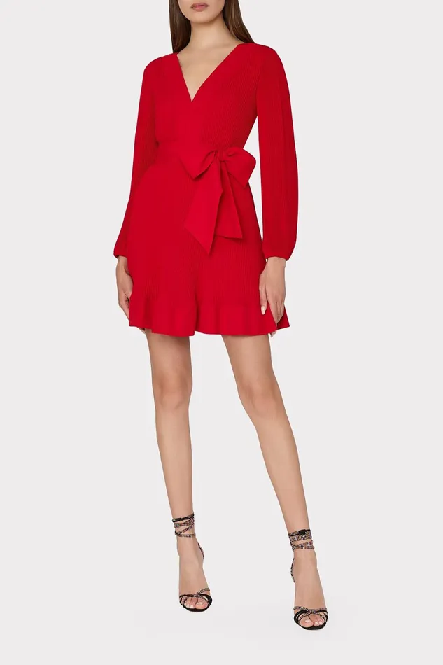 Milly Liv Pleated Dress Really Red Women Dresses