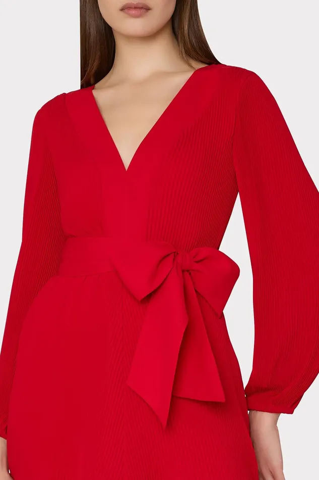 Milly Liv Pleated Dress Really Red Women Dresses