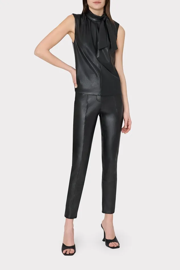 Milly London Vegan Leather Top Black Women Tops Milly London Vegan Leather Top Black Women Tops