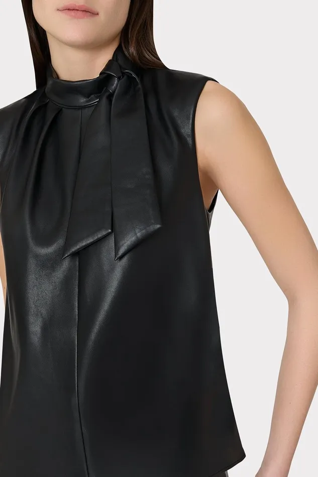 Milly London Vegan Leather Top Black Women Tops Milly London Vegan Leather Top Black Women Tops