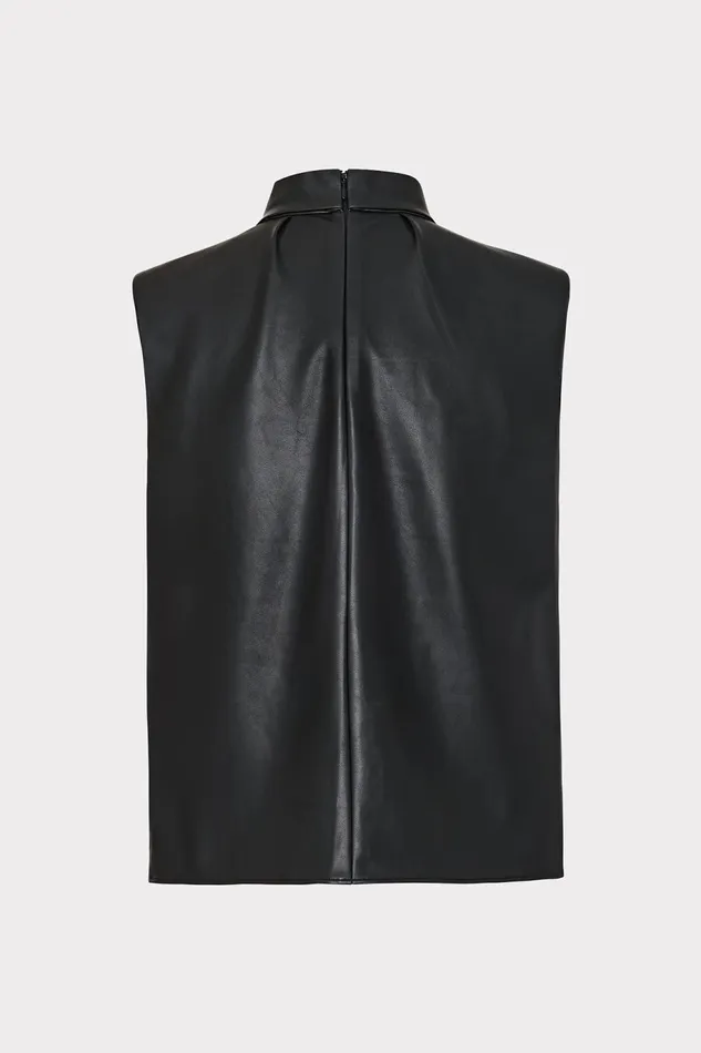 Milly London Vegan Leather Top Black Women Tops Milly London Vegan Leather Top Black Women Tops