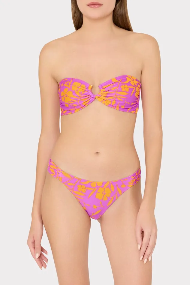 Milly Marigold Aroma Ruched Sides Bikini Bottom Multi Women Swim and Coverups
