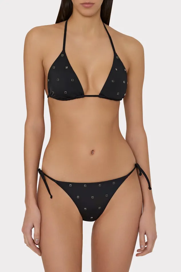 Milly Millie Diamond Heat Set Triangle Bikini Top Black Women Swim and Coverups Milly Millie Diamond Heat Set Triangle Bikini Top Black Women Swim and Coverups