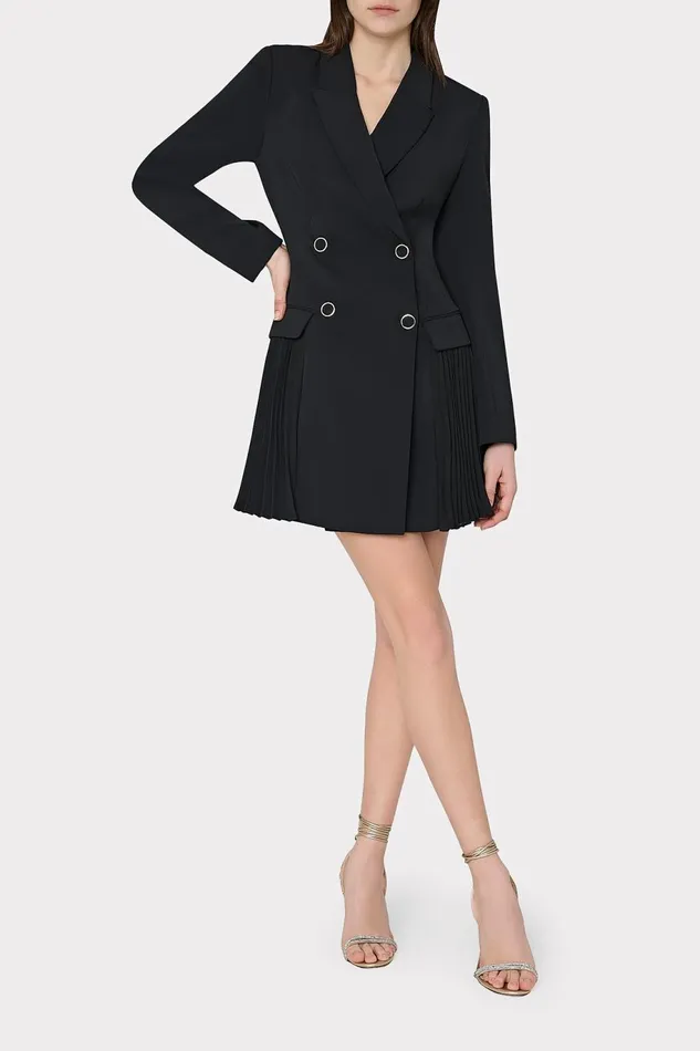 Milly Noora Pleated Blazer Dress Black Women Dresses
