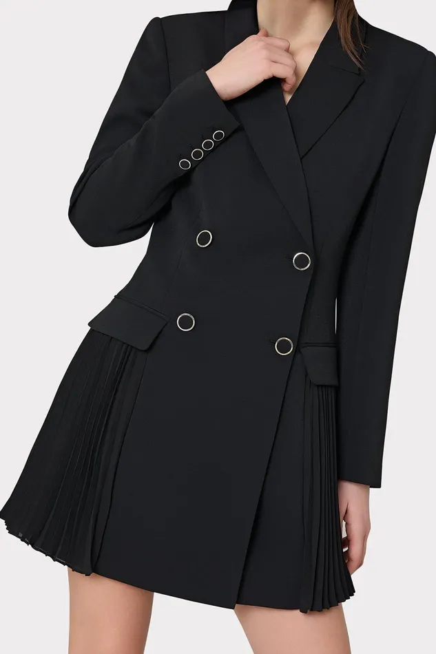Milly Noora Pleated Blazer Dress Black Women Dresses