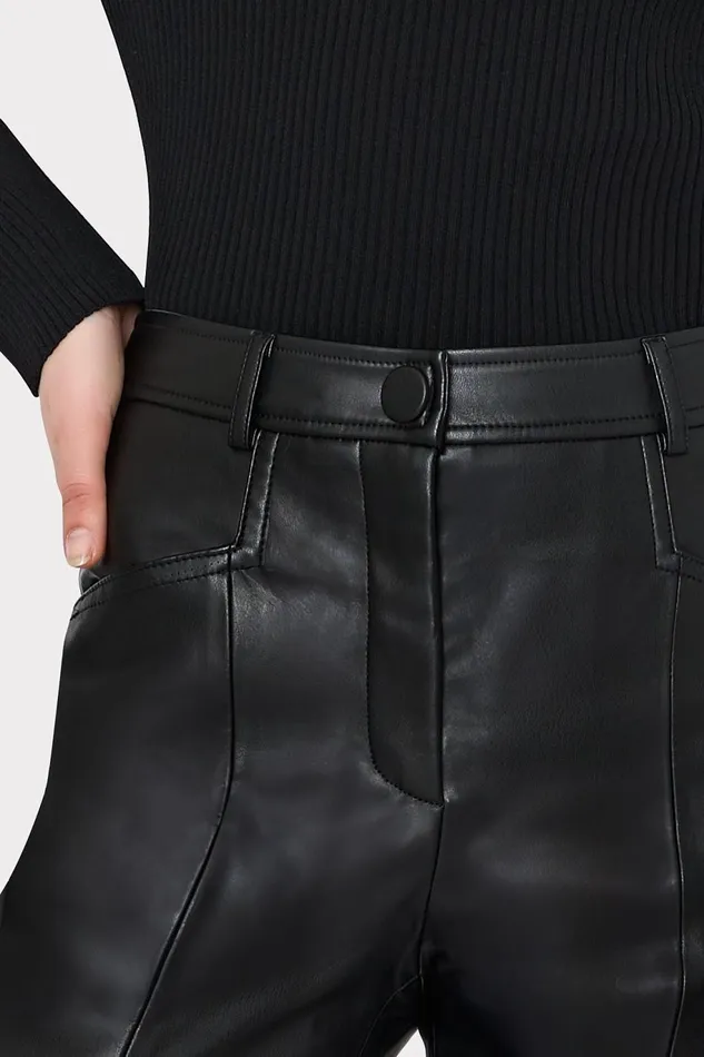 Milly Rue Vegan Leather Pants Black Women Pants