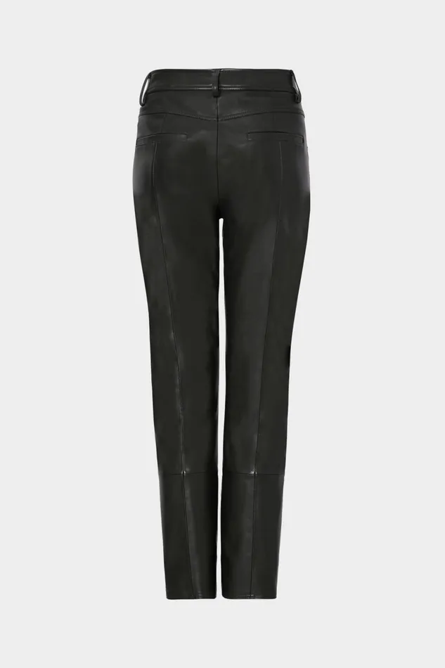 Milly Rue Vegan Leather Pants Black Women Pants