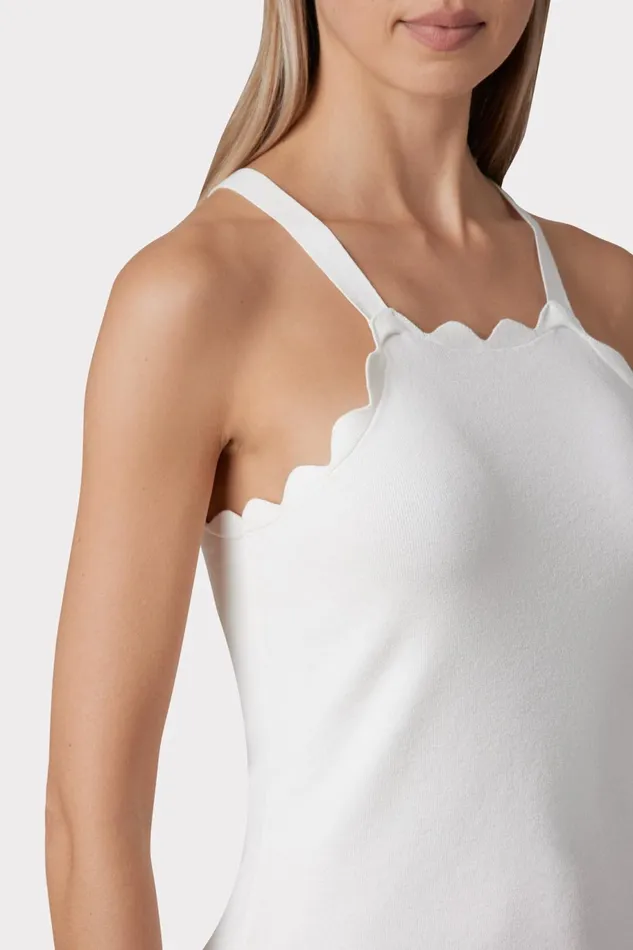 Milly Scallop Tank Ecru Women Sweaters and Knits Milly Scallop Tank Ecru Women Sweaters and Knits