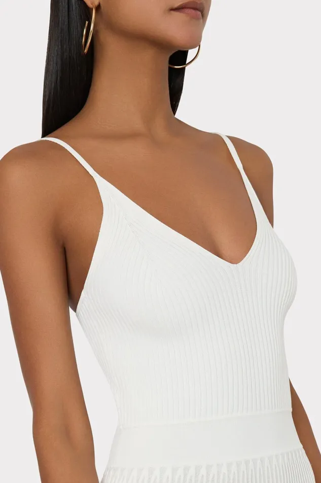 Milly Sheer Knit Cami Dress Ecru Women Dresses