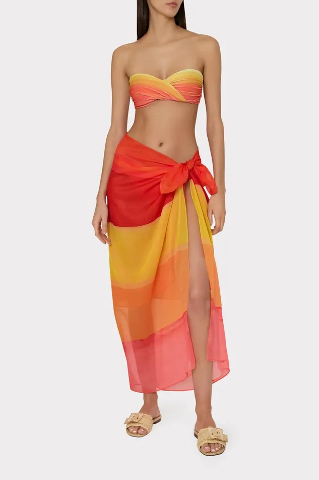 Milly Sunset Stripe Chiffon Sarong Multi Women Swim and Coverups Milly Sunset Stripe Chiffon Sarong Multi Women Swim and Coverups
