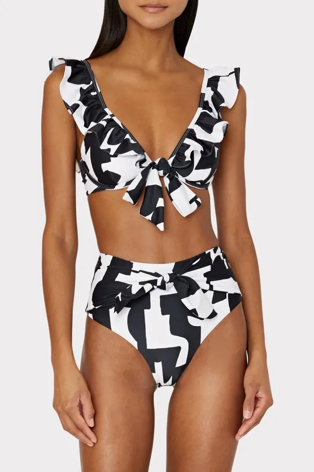 Milly Tie Bikini Bottom Blackecru Women Swim and Coverups Milly Tie Bikini Bottom Blackecru Women Swim and Coverups