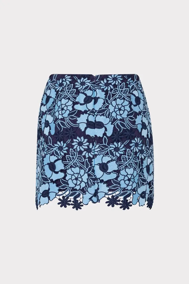 Milly Two Tone Floral Lace Mini Skirt Bluenavy Women Matching Sets