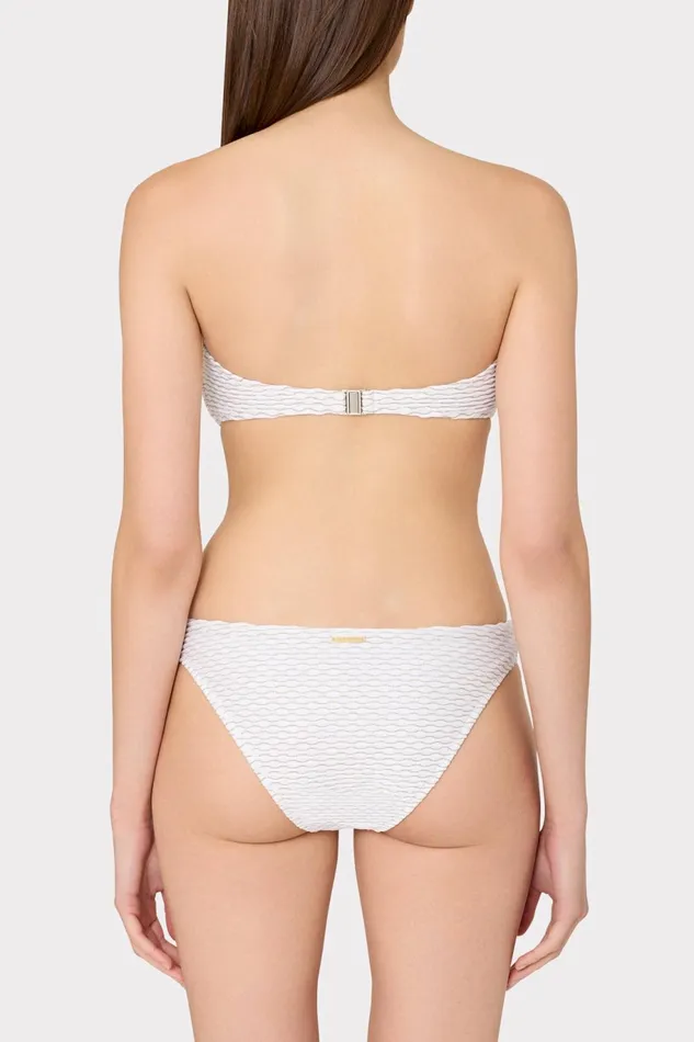 Milly Verone Texture Waves Bandeau Top White Women Swim and Coverups