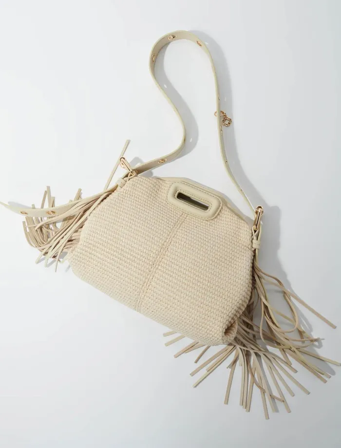 Mini Bags Women Maje Raffia Effect Miss M Mini Bag Beige