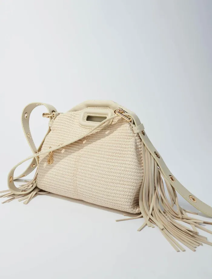 Mini Bags Women Maje Raffia Effect Miss M Mini Bag Beige