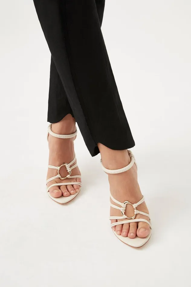 Mirage Leather Strappy Heel Ivory Women Aje Shoes
