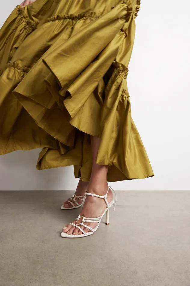 Mirage Leather Strappy Heel Ivory Women Aje Shoes
