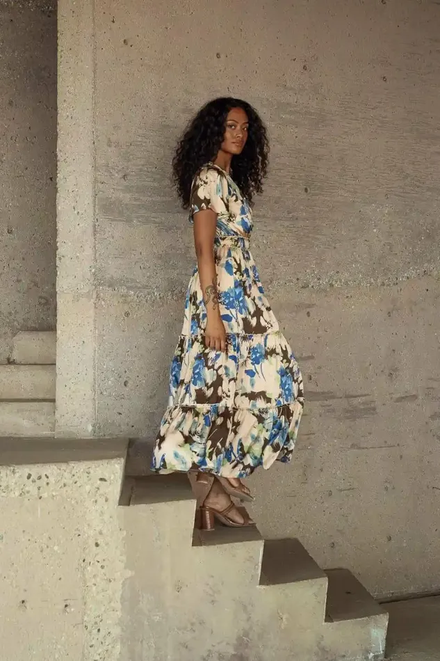 Molly Printed Dress Champagne Women Bohme Dresses