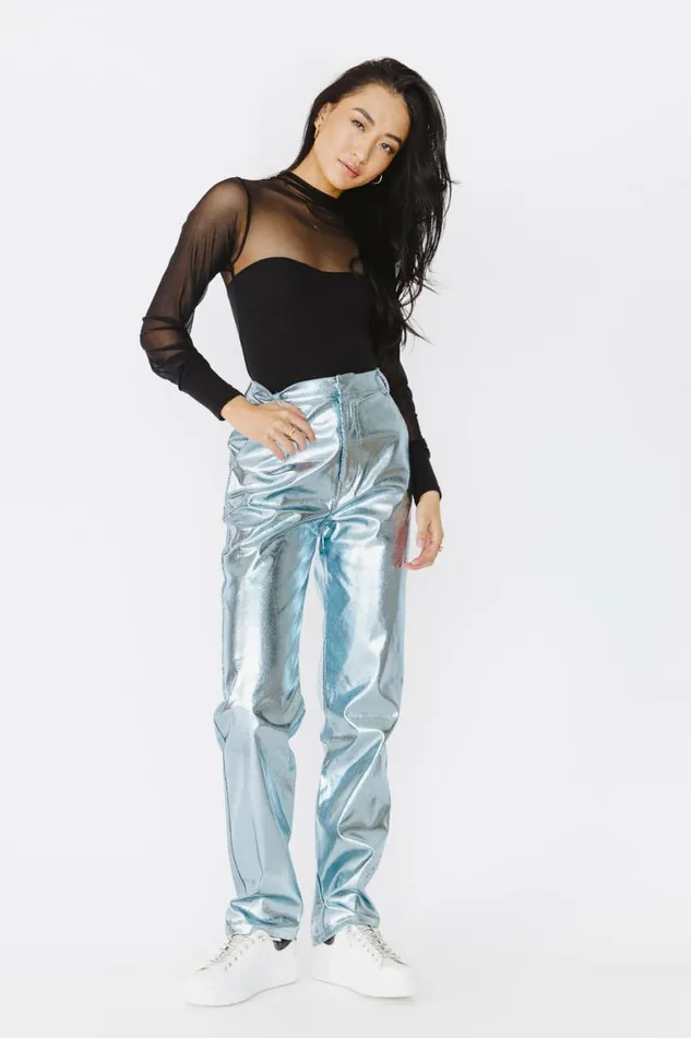 Monica Metallic Pants In Blue 8211 FINAL SALE Blue Women Bohme Pants
