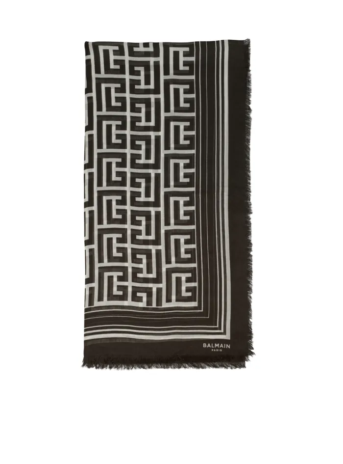 Monogrammed Scarf Black Women Balmain Scarves