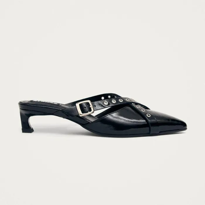 Mules Women ALOHAS Zyra Onix Black Leather Mules
