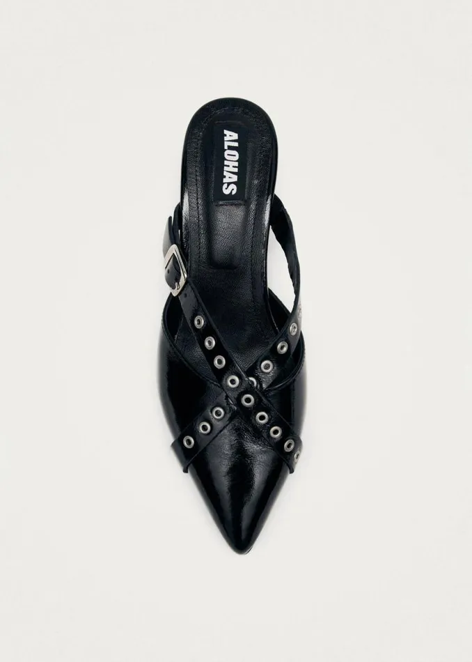 Mules Women ALOHAS Zyra Onix Black Leather Mules