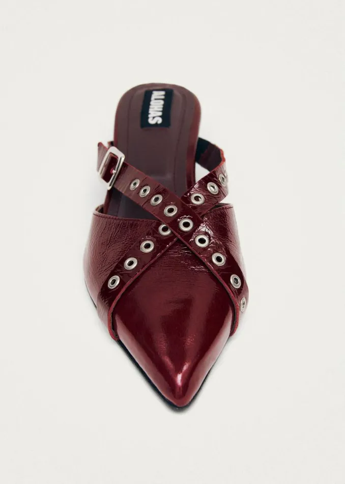 Mules Women ALOHAS Zyra Onix Burgundy Leather Mules