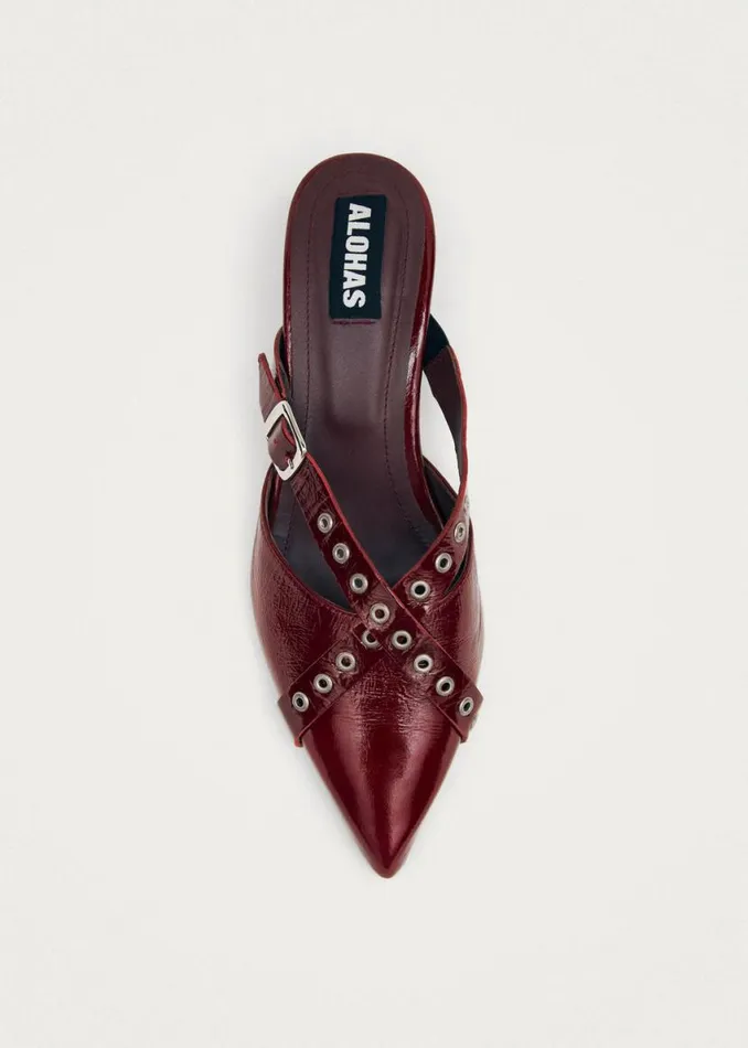Mules Women ALOHAS Zyra Onix Burgundy Leather Mules