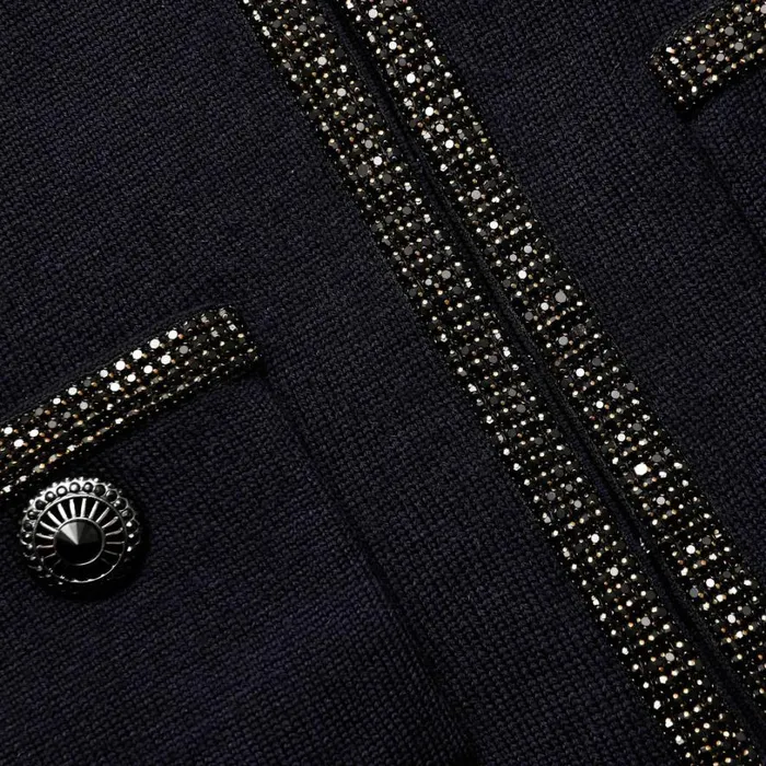 Navy Embellished Knit Cardigan Women Self Portrait Tops