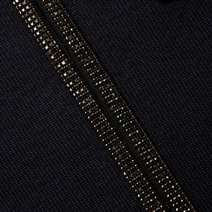 Navy Embellished Knit Top Women Self Portrait Tops