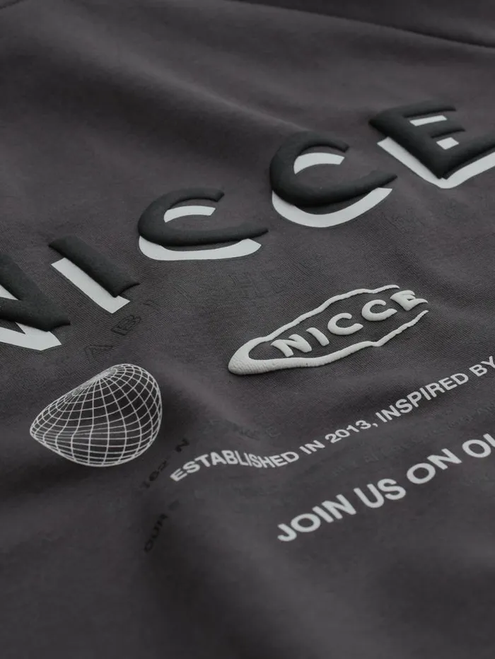 NICCE Hoodies and Sweatshirts Mens NICCE Multi Logo Hoodie Coal