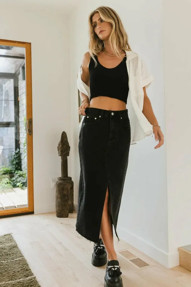 Nina Cropped Tank In Black 8211 FINAL SALE Black Women Bohme Tees and Tanks