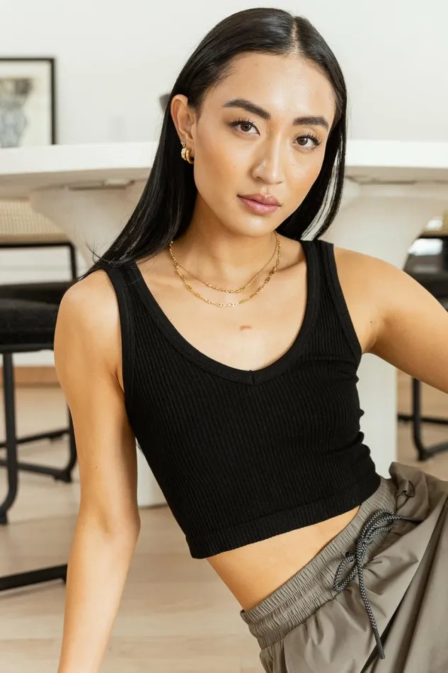 Nina Cropped Tank In Black 8211 FINAL SALE Black Women Bohme Tees and Tanks