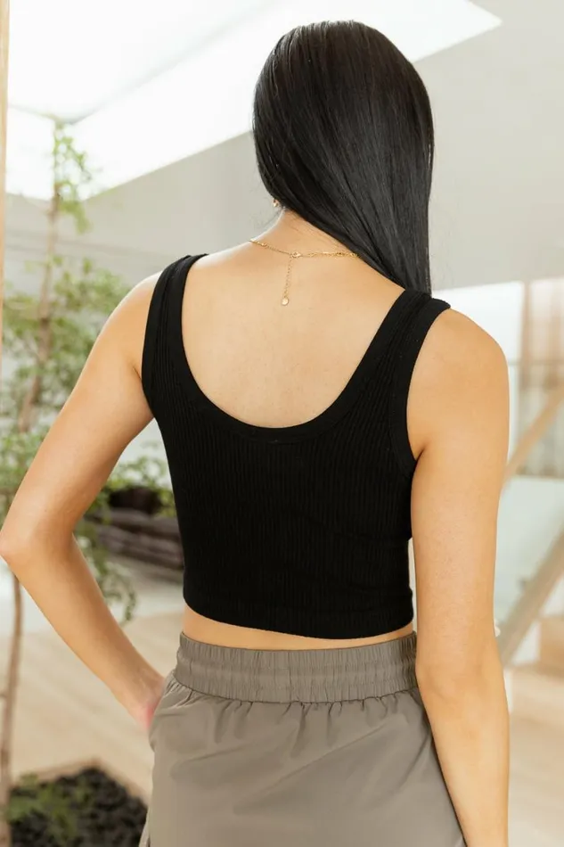 Nina Cropped Tank In Black 8211 FINAL SALE Black Women Bohme Tees and Tanks