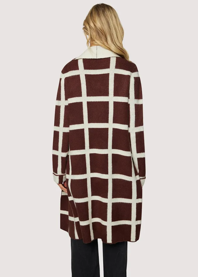 Off The Grid Cardigan Darkbrowngrid Women Lost Wander Sweaters