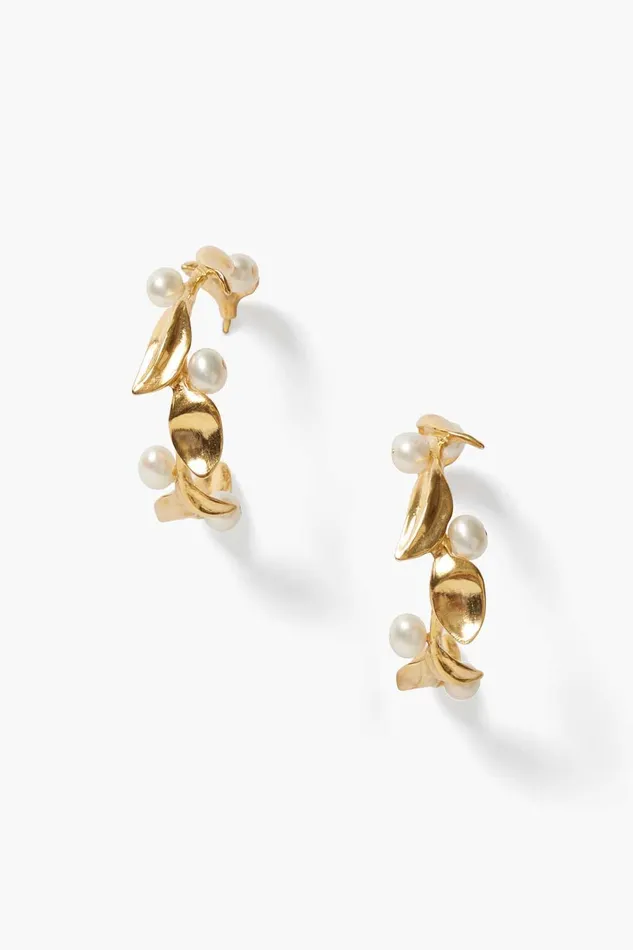 Olive Branch Hoop Earrings Maxi Gold Women Chan Luu Earrings