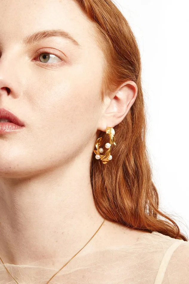 Olive Branch Hoop Earrings Maxi Gold Women Chan Luu Earrings