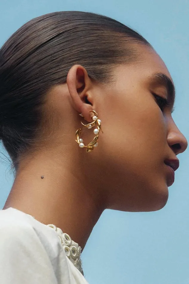 Olive Branch Hoop Earrings Maxi Gold Women Chan Luu Earrings