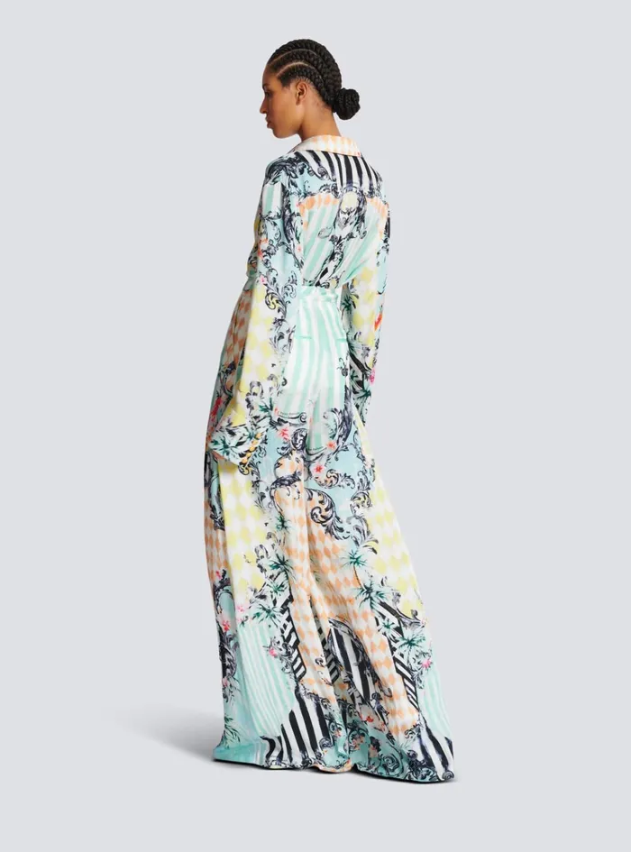 Palazzo Trousers With Baroque Print Multicolor Women Balmain Trousers And Shorts