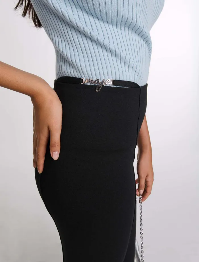 Pants and Jeans Women Maje Trousers With Jewellery Detail Black