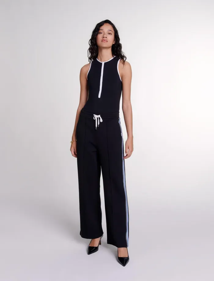 Pants and Jeans Women Maje WideLeg Striped Jogging Bottoms Black