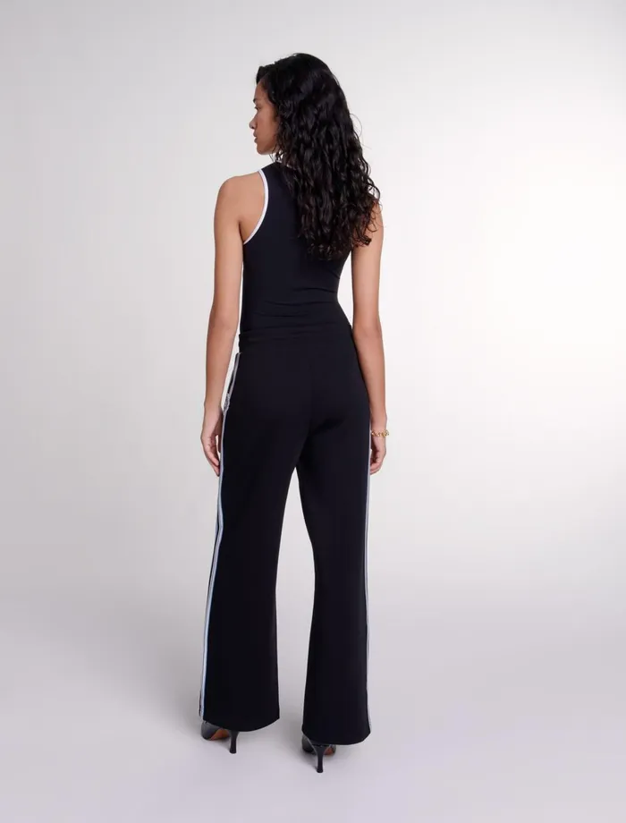 Pants and Jeans Women Maje WideLeg Striped Jogging Bottoms Black
