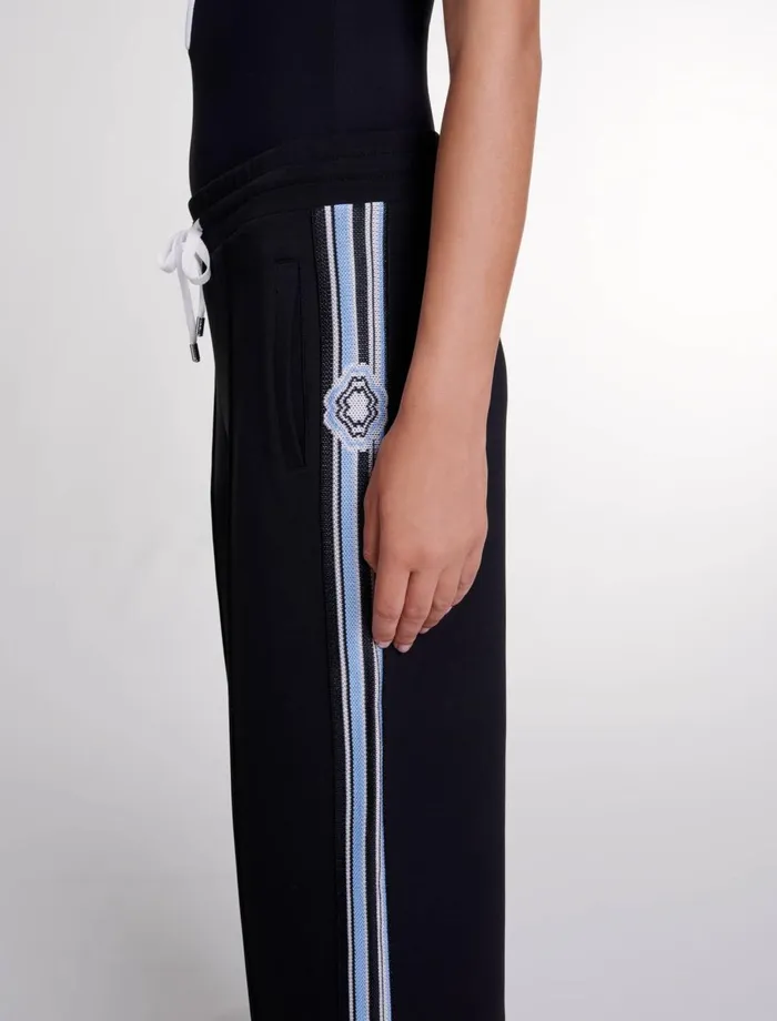 Pants and Jeans Women Maje WideLeg Striped Jogging Bottoms Black