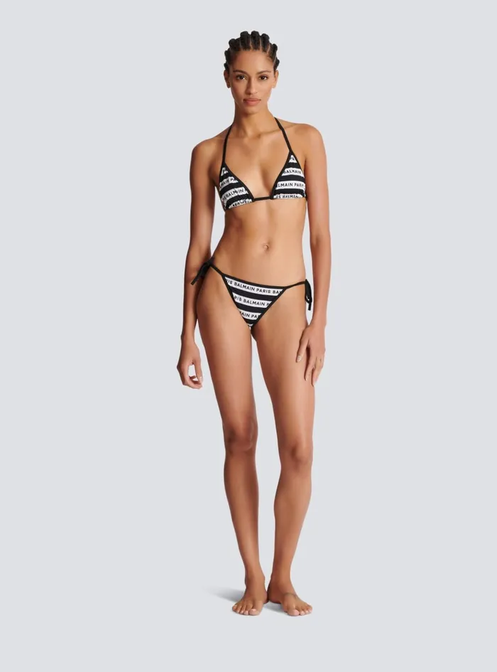 Paris Triangle Bikini White Women Balmain Swimwear