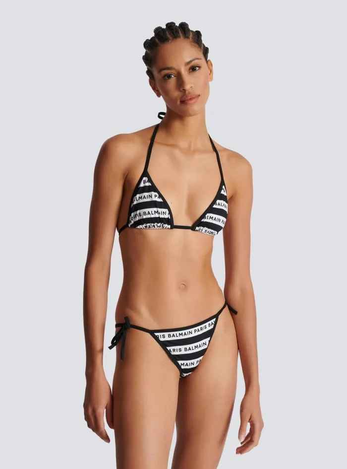 Paris Triangle Bikini White Women Balmain Swimwear