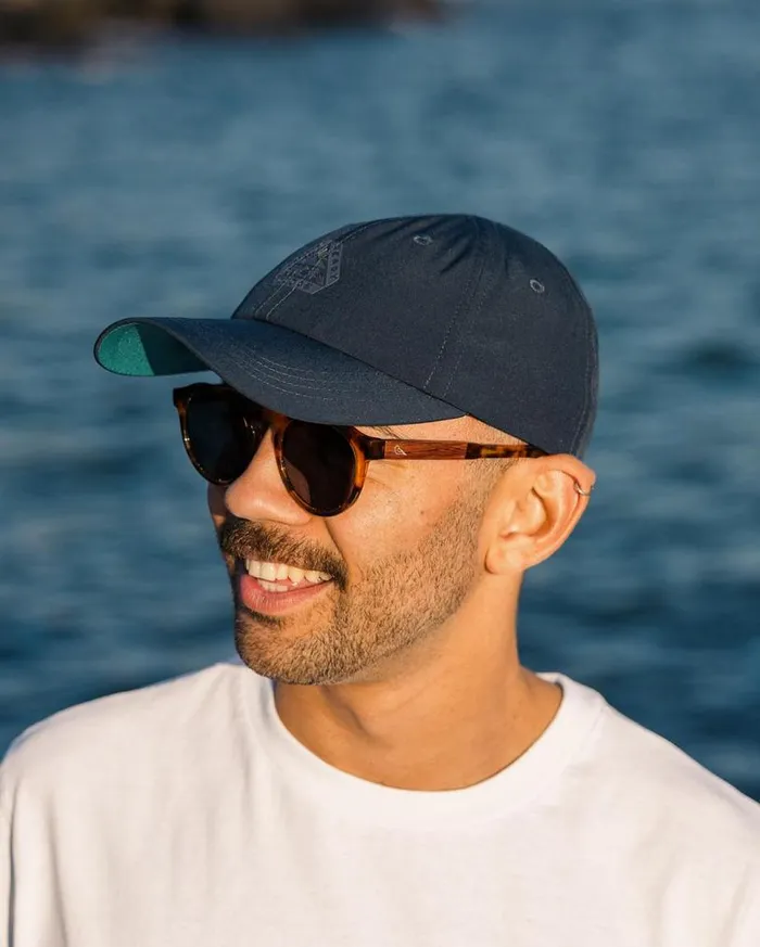 Passenger Clothing Active Recycled 6 Panel Cap Dark Denim WomenMen Caps and Hats