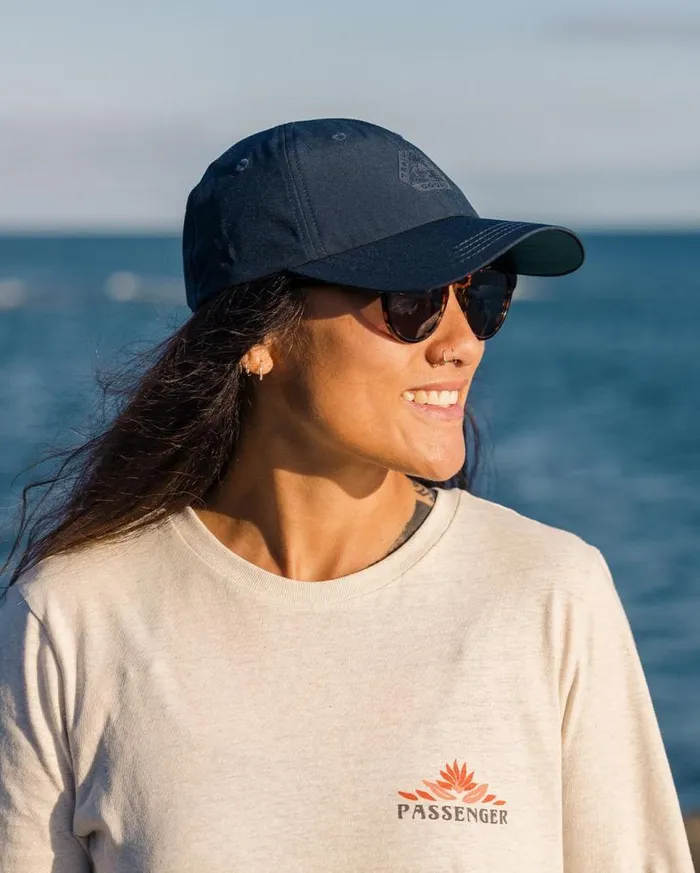Passenger Clothing Active Recycled 6 Panel Cap Dark Denim WomenMen Caps and Hats